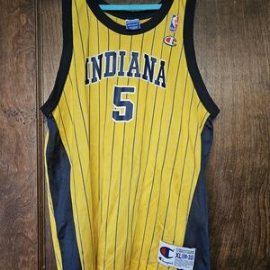 Champion Indiana Pacers Yellow and Navy #5 Basketball Jersey